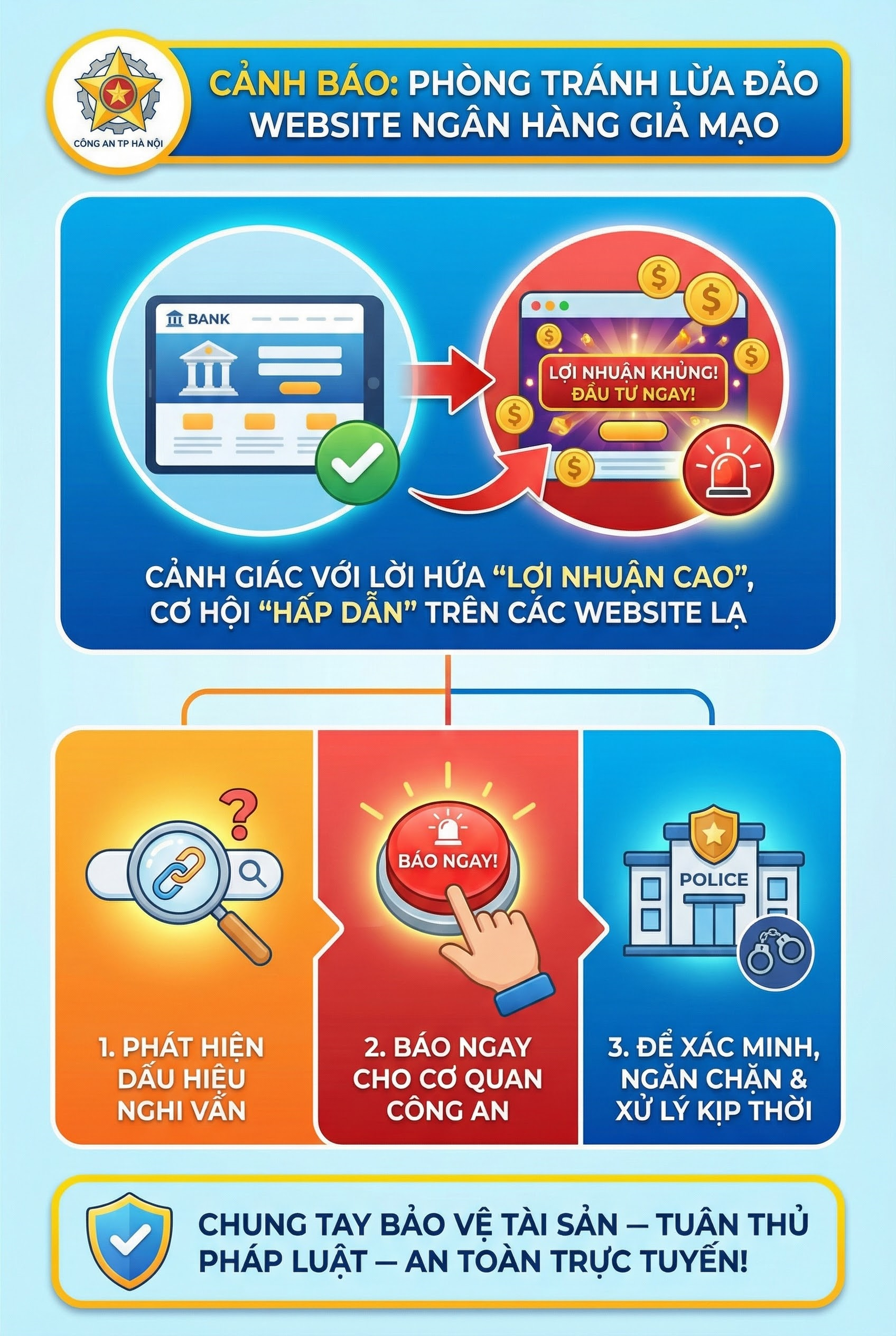 C&ocirc;ng an cảnh b&aacute;o gấp tất cả người d&acirc;n khi truy cập website ng&acirc;n h&agrave;ng - Ảnh 1.