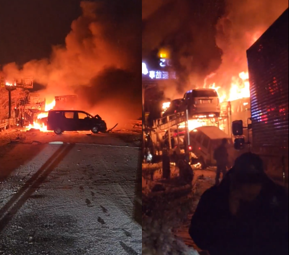 Tai nạn li&ecirc;n ho&agrave;n 50 xe tr&ecirc;n cao tốc Nhật Bản giữa đ&ecirc;m b&atilde;o tuyết, 17 xe ch&aacute;y rụi, &iacute;t nhất 27 người thương vong- Ảnh 1.