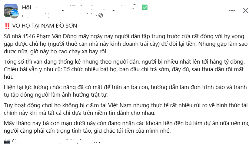 Công an Hải Phòng thông tin vụ chủ hụi biến mất và 20 người tụ tập livestream - Ảnh 2.