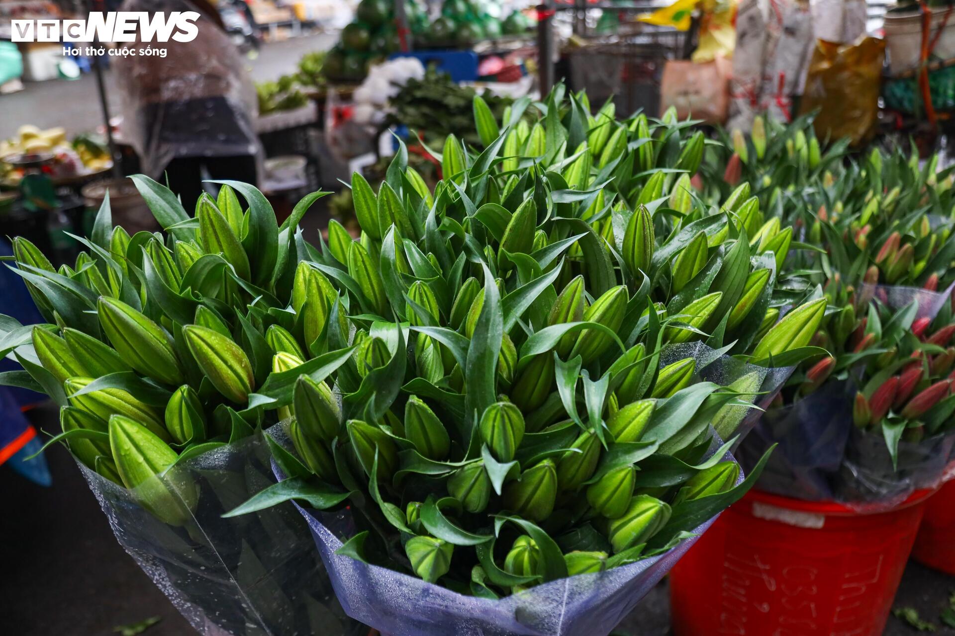 Người Hà Nội đội mưa sắm đồ cúng rằm tháng Giêng, giá hoa tươi vẫn đắt ngang Tết - Ảnh 6.