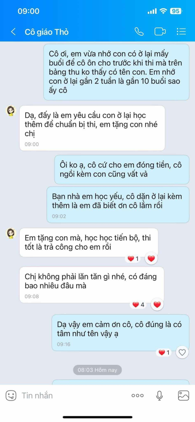 Cho con học thêm 10 buổi, đến kỳ nộp tiền thấy “bất thường”, bà mẹ nhắn tin liền nhận được câu trả lời quá bất ngờ từ cô giáo - Ảnh 1.