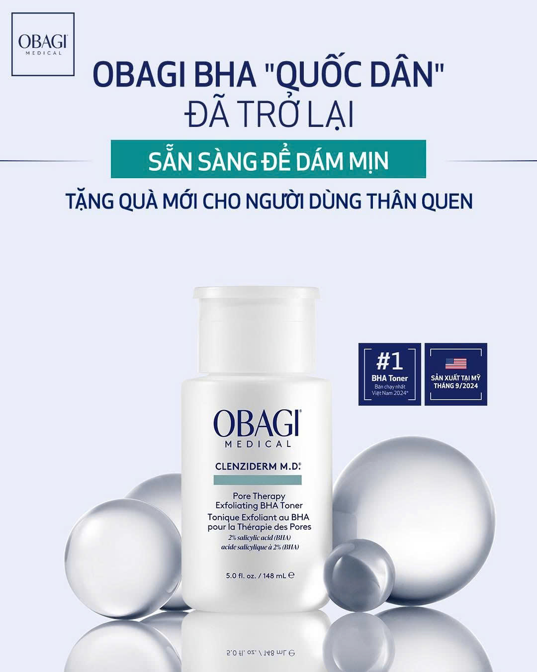 Waldencast Việt Nam ra mắt sản phẩm Obagi Medical BHA Toner công thức cải tiến, tiếp tục khẳng định cam kết chăm da chuẩn khoa học tại Việt Nam - Ảnh 1. Waldencast Việt Nam ra mắt sản phẩm Obagi Medical BHA Toner công thức cải tiến, tiếp tục khẳng định cam kết chăm da chuẩn khoa học tại Việt Nam - Ảnh 1.