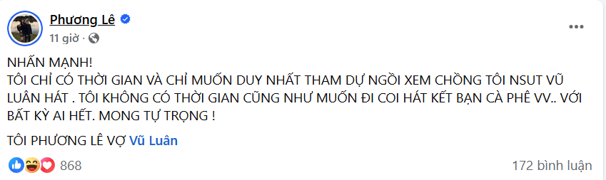 Vợ Vũ Luân đăng đàn &quot;dằn mặt&quot;, chuyện gì đây? - Ảnh 1.