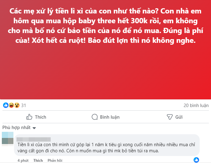 Mẹ bỉm bực mình vì con lấy tiền lì xì đi mua baby three, xé túi mù ra &quot;sít rịt&quot; mất luôn 300 nghìn! - Ảnh 1.