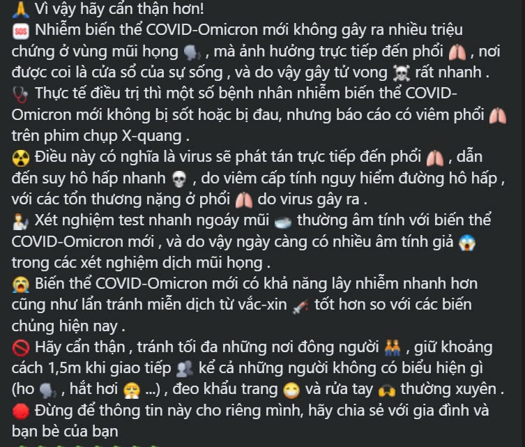 &quot;Biến thể COVID-Omicron độc hơn biến thể Delta gấp 5 lần&quot; là tin giả - Ảnh 2.