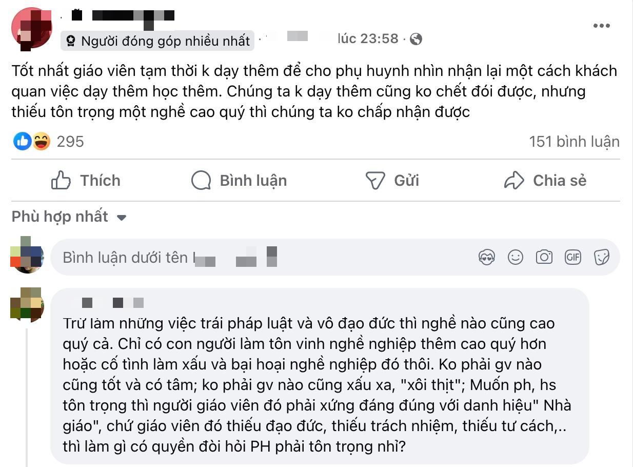 Quan điểm tranh cãi: Không dạy thêm chúng ta không chết đói, nhưng thiếu tôn trọng một nghề cao quý thì không chấp nhận được - Ảnh 1.