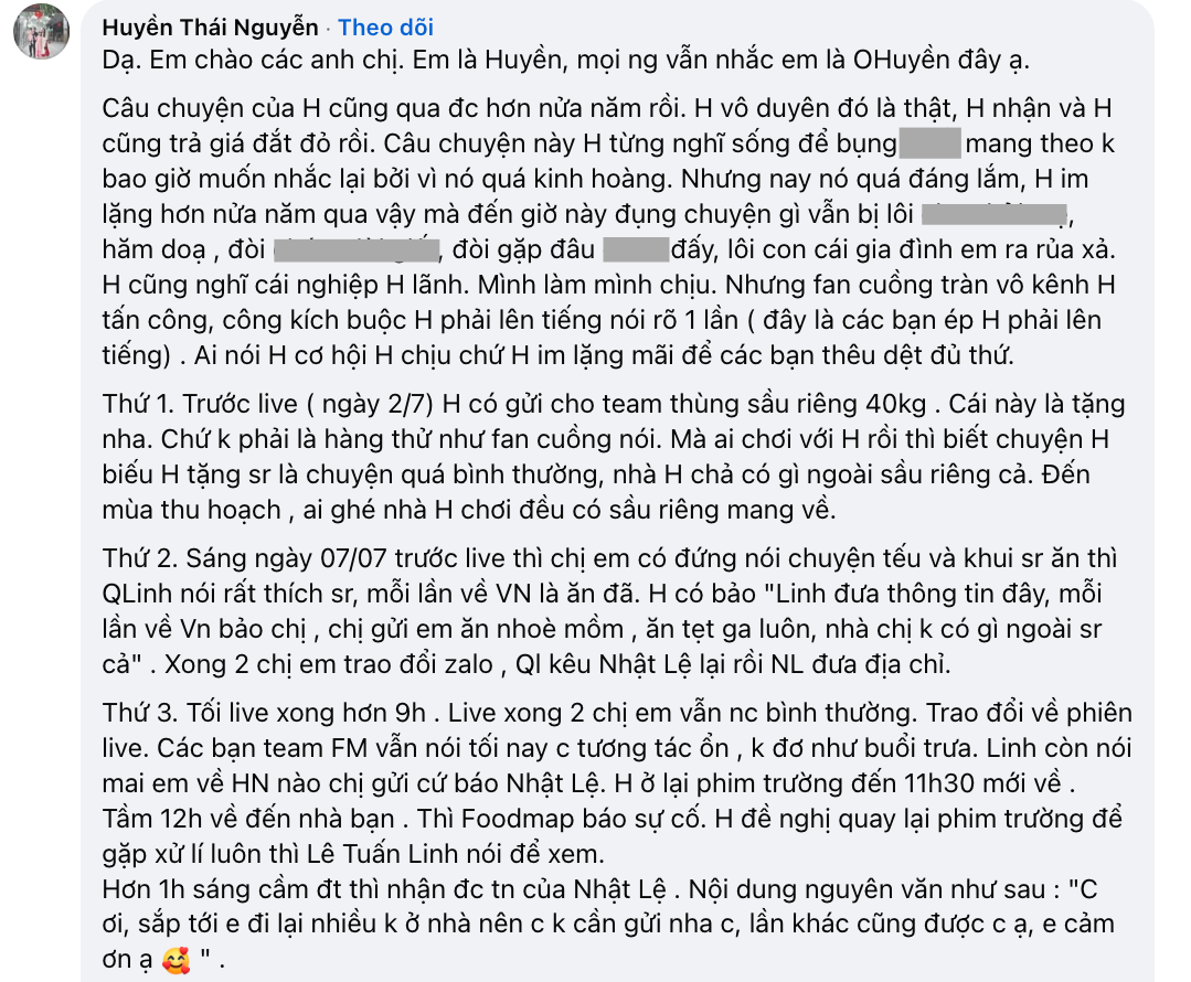 O Huyền Sầu Riêng lại hứng &quot;phẫn nộ&quot; khi viết gần 1.000 từ về Quang Linh Vlogs - Ảnh 3.