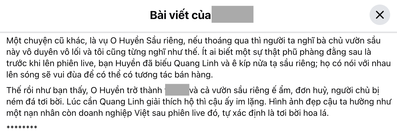 O Huyền Sầu Riêng lại hứng &quot;phẫn nộ&quot; khi viết gần 1.000 từ về Quang Linh Vlogs - Ảnh 1.