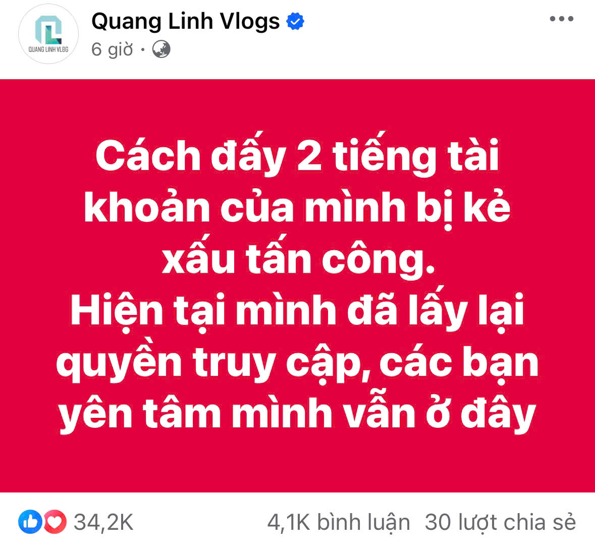 Quang Linh Vlogs bất ngờ bị 