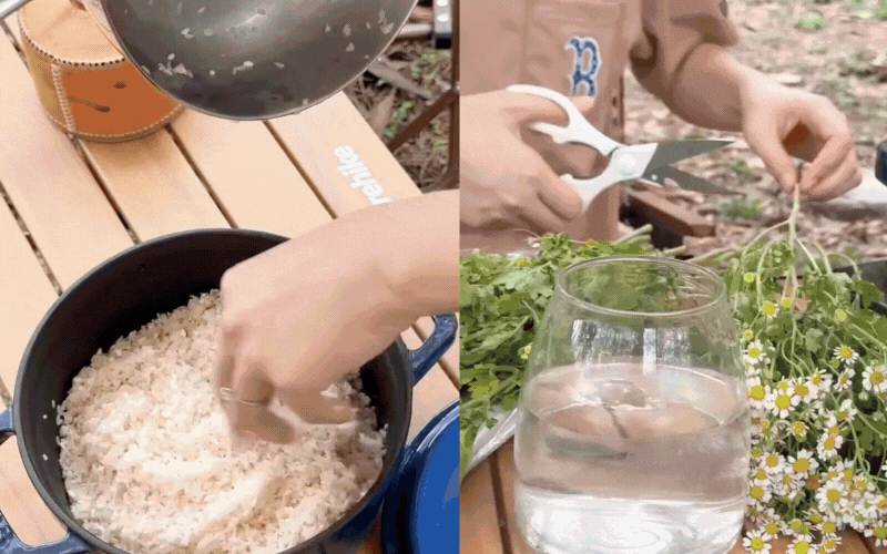 2 em bé mê mệt chuyến picnic trong kì nghỉ lễ, vừa ăn vừa nghe chim hót, suối chảy róc rách cực "chill" - Ảnh 3. 2 em bé mê mệt chuyến picnic trong kì nghỉ lễ, vừa ăn vừa nghe chim hót, suối chảy róc rách cực "chill" - Ảnh 3.