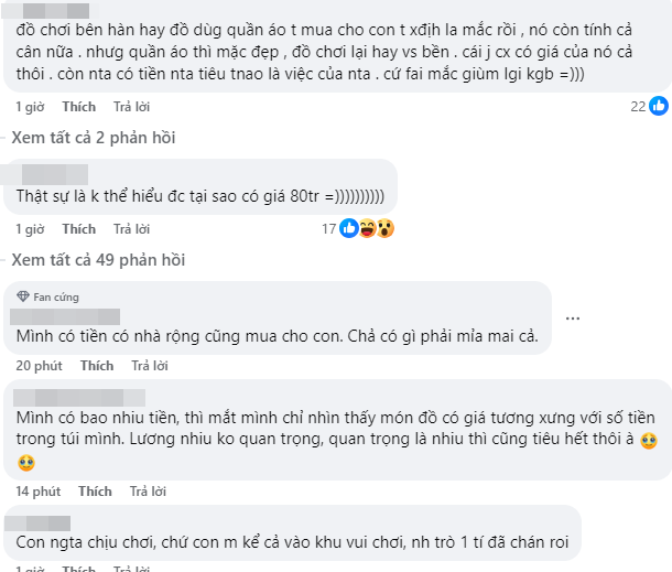 Bộ đồ chơi 80 triệu khiến hội bỉm sữa trên mạng "khẩu chiến": Không hiểu sao lại chi số tiền lớn thế chỉ để mua thú vui cho con? - Ảnh 6. Bộ đồ chơi 80 triệu khiến hội bỉm sữa trên mạng "khẩu chiến": Không hiểu sao lại chi số tiền lớn thế chỉ để mua thú vui cho con? - Ảnh 6.