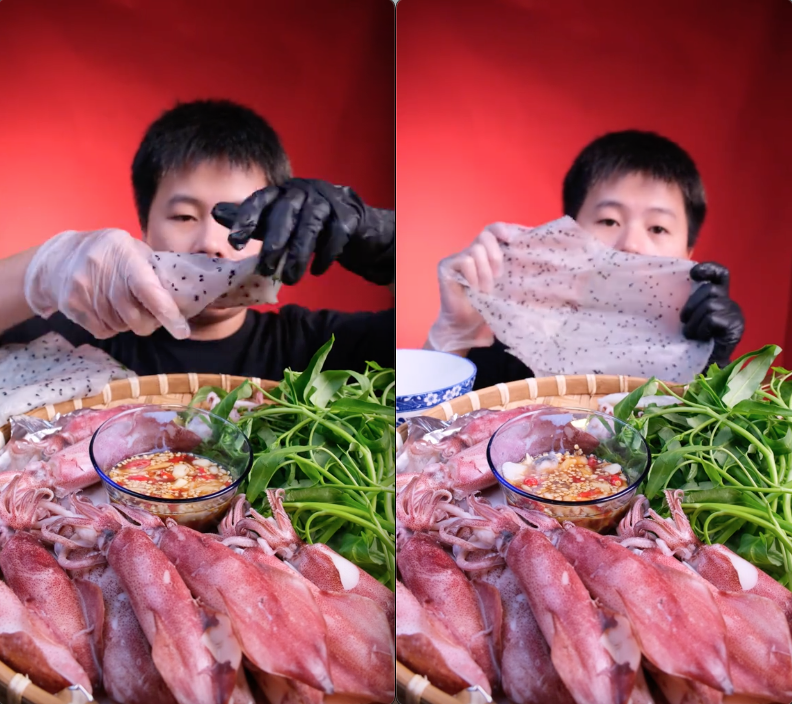 Đu trend ăn mực hấp cuốn rau muống sống, 1 TikToker bị đau bụng, dân mạng liền nghĩ ngay tới lý do này - Ảnh 5. Đu trend ăn mực hấp cuốn rau muống sống, 1 TikToker bị đau bụng, dân mạng liền nghĩ ngay tới lý do này - Ảnh 5.