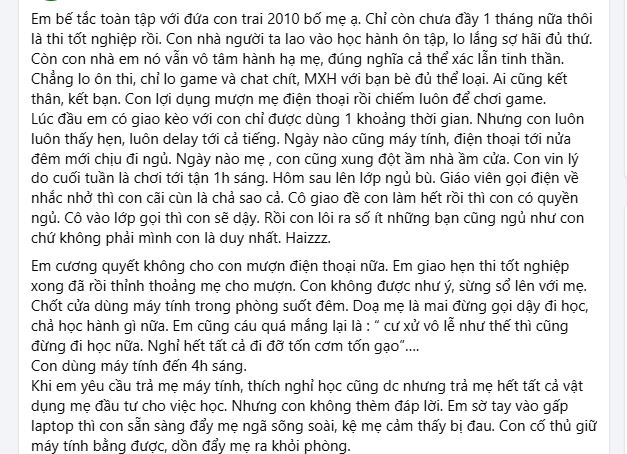 Lời cầu cứu thu hút hơn 1k lượt like của phụ huynh Hà Nội: Nghe những gì con trai chị làm, nhiều người khuyên phải xử lý sớm! - Ảnh 1. Lời cầu cứu thu hút hơn 1k lượt like của phụ huynh Hà Nội: Nghe những gì con trai chị làm, nhiều người khuyên phải xử lý sớm! - Ảnh 1.