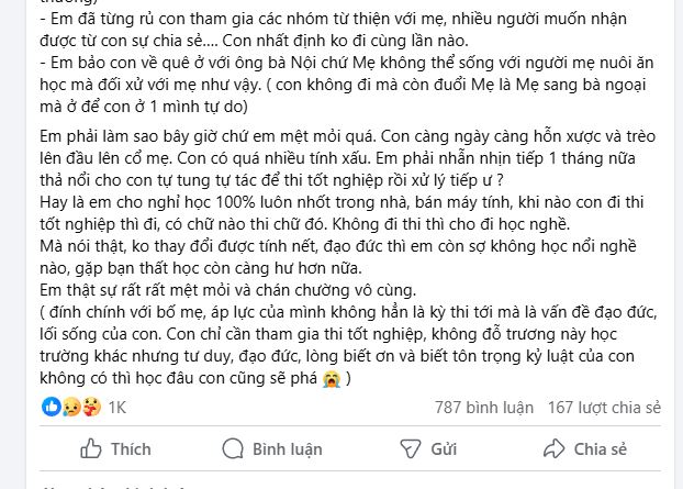 Lời cầu cứu thu hút hơn 1k lượt like của phụ huynh Hà Nội: Nghe những gì con trai chị làm, nhiều người khuyên phải xử lý sớm! - Ảnh 3. Lời cầu cứu thu hút hơn 1k lượt like của phụ huynh Hà Nội: Nghe những gì con trai chị làm, nhiều người khuyên phải xử lý sớm! - Ảnh 3.