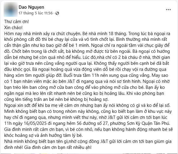 Gặp gỡ nam shipper leo ban công giải cứu bé trai 18 tháng tuổi ở TP.HCM: "Nghe bé khóc mà mình xót, vì mình cũng có con nhỏ" - Ảnh 1. Gặp gỡ nam shipper leo ban công giải cứu bé trai 18 tháng tuổi ở TP.HCM: "Nghe bé khóc mà mình xót, vì mình cũng có con nhỏ" - Ảnh 1.