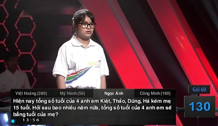 Câu đố tiểu học ‘tính tuổi mẹ’ khiến cả 4 thí sinh Olympia chào thua - Ảnh 1. Câu đố tiểu học ‘tính tuổi mẹ’ khiến cả 4 thí sinh Olympia chào thua - Ảnh 1.