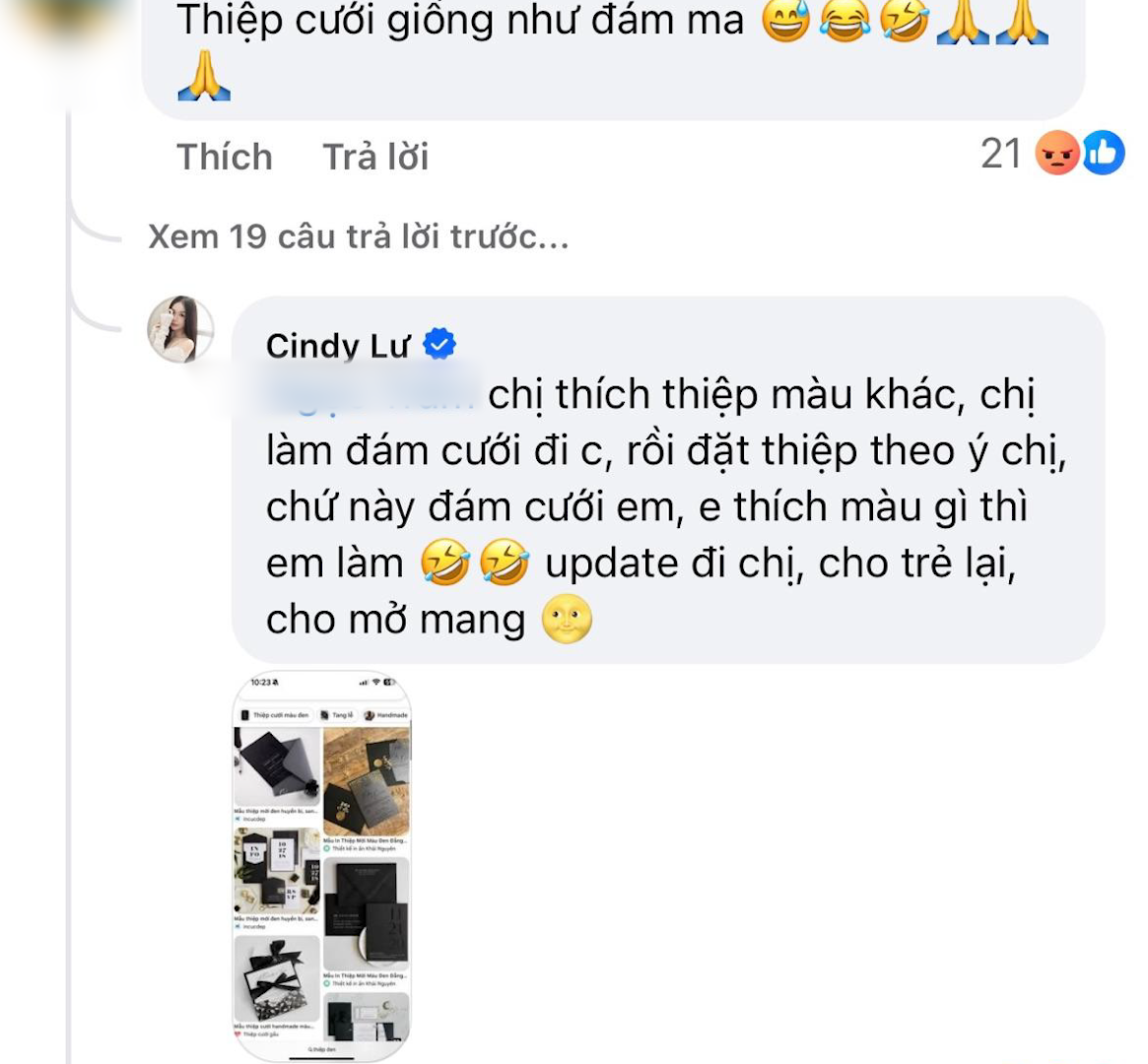 Sao nữ Vbiz thái độ căng khi bị mỉa mai thiệp cưới màu đen Sao nữ Vbiz thái độ căng khi bị mỉa mai thiệp cưới màu đen