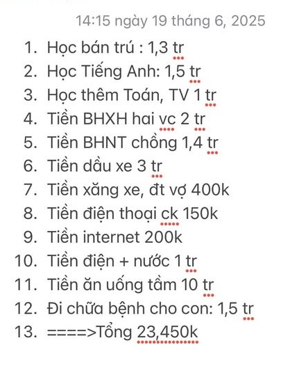 Bảng chi tiêu 12 dòng của cô vợ thất nghiệp khiến dân mạng chỉ biết cười trừ - Ảnh 1. Bảng chi tiêu 12 dòng của cô vợ thất nghiệp khiến dân mạng chỉ biết cười trừ - Ảnh 1.