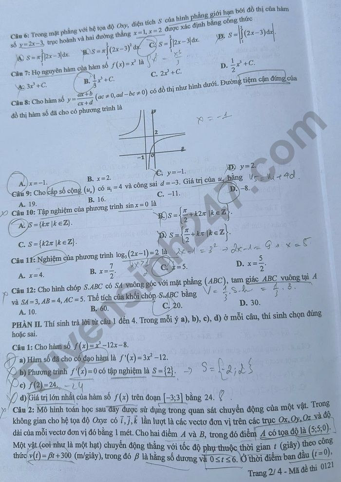 Đề Toán thi tốt nghiệp THPT 2025 - Ảnh 2. Đề Toán thi tốt nghiệp THPT 2025 - Ảnh 2.