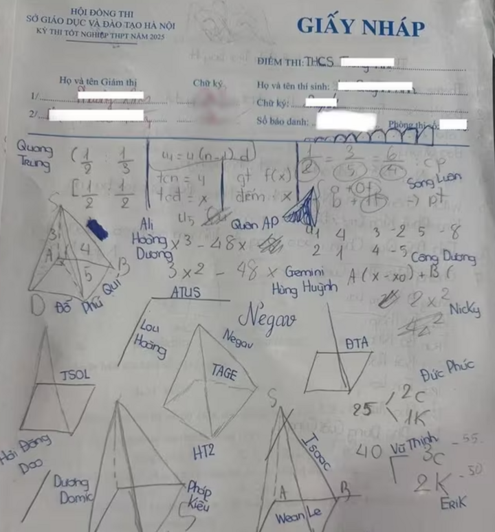 Loạt giấy nháp 'gây bão' mùa thi tốt nghiệp THPT - Ảnh 3. Loạt giấy nháp 'gây bão' mùa thi tốt nghiệp THPT - Ảnh 3.