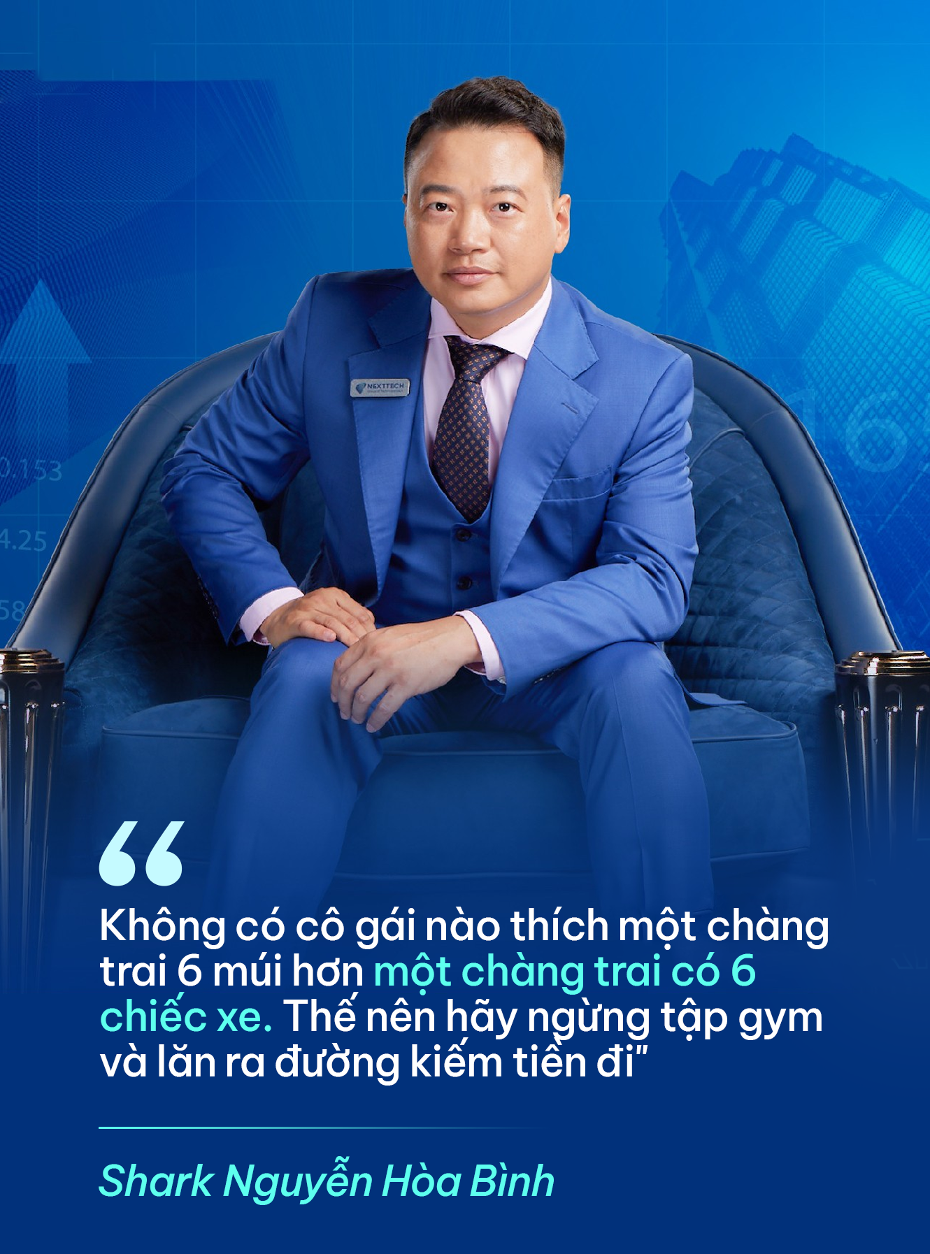 Shark Bình: “Không có cô gái nào thích một chàng trai 6 múi hơn một chàng trai có 6 chiếc xe, thế nên hãy ngừng tập gym và lăn ra đường kiếm tiền đi”- Ảnh 1. Shark Bình: “Không có cô gái nào thích một chàng trai 6 múi hơn một chàng trai có 6 chiếc xe, thế nên hãy ngừng tập gym và lăn ra đường kiếm tiền đi”- Ảnh 1.
