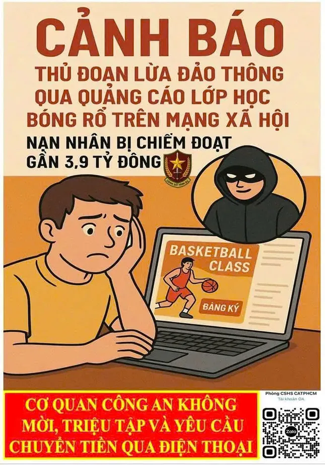 Lên mạng tìm lớp học bóng rổ cho con, một phụ huynh bị lừa gần 3,9 tỷ đồng - Ảnh 1. Lên mạng tìm lớp học bóng rổ cho con, một phụ huynh bị lừa gần 3,9 tỷ đồng - Ảnh 1.