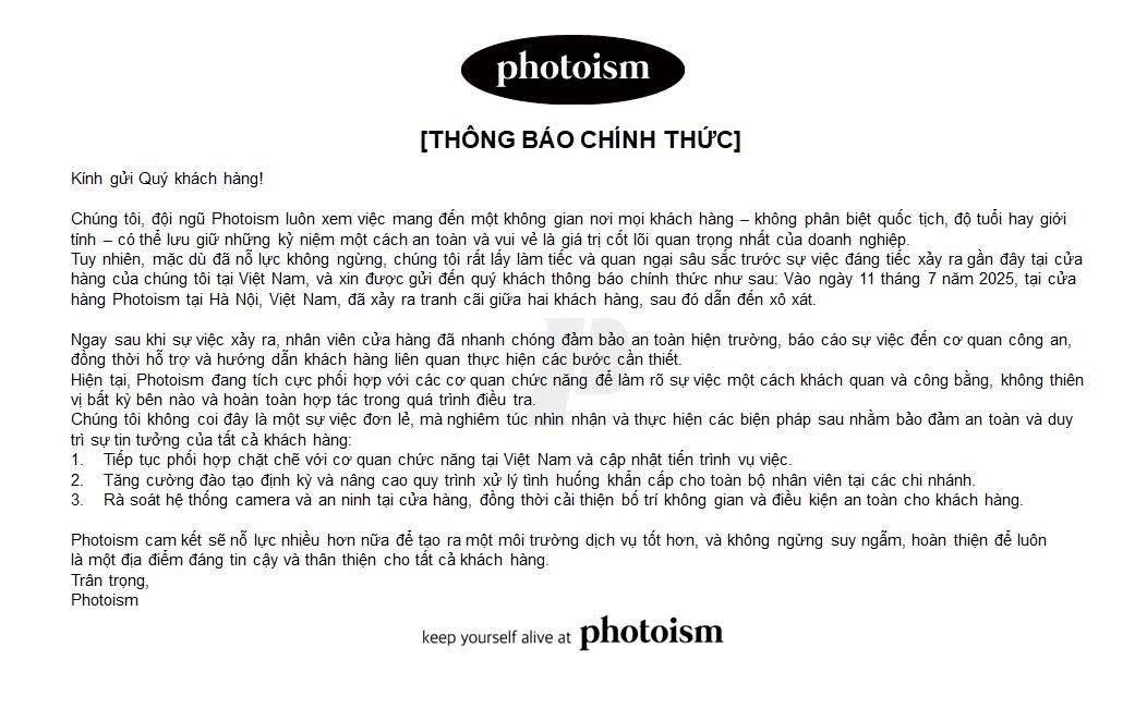 Toàn bộ phản hồi của tiệm photobooth Hà Nội xảy ra xô xát: Rất lấy làm tiếc! - Ảnh 1. Toàn bộ phản hồi của tiệm photobooth Hà Nội xảy ra xô xát: Rất lấy làm tiếc! - Ảnh 1.