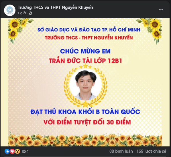 Lộ diện thủ khoa khối B toàn quốc đến từ trường tư thục: Từng ‘ẵm’ 2 giải Nhất môn Toán của thành phố, đạt 1038 điểm trong kỳ thi ĐGNL - Ảnh 1. Lộ diện thủ khoa khối B toàn quốc đến từ trường tư thục: Từng ‘ẵm’ 2 giải Nhất môn Toán của thành phố, đạt 1038 điểm trong kỳ thi ĐGNL - Ảnh 1.
