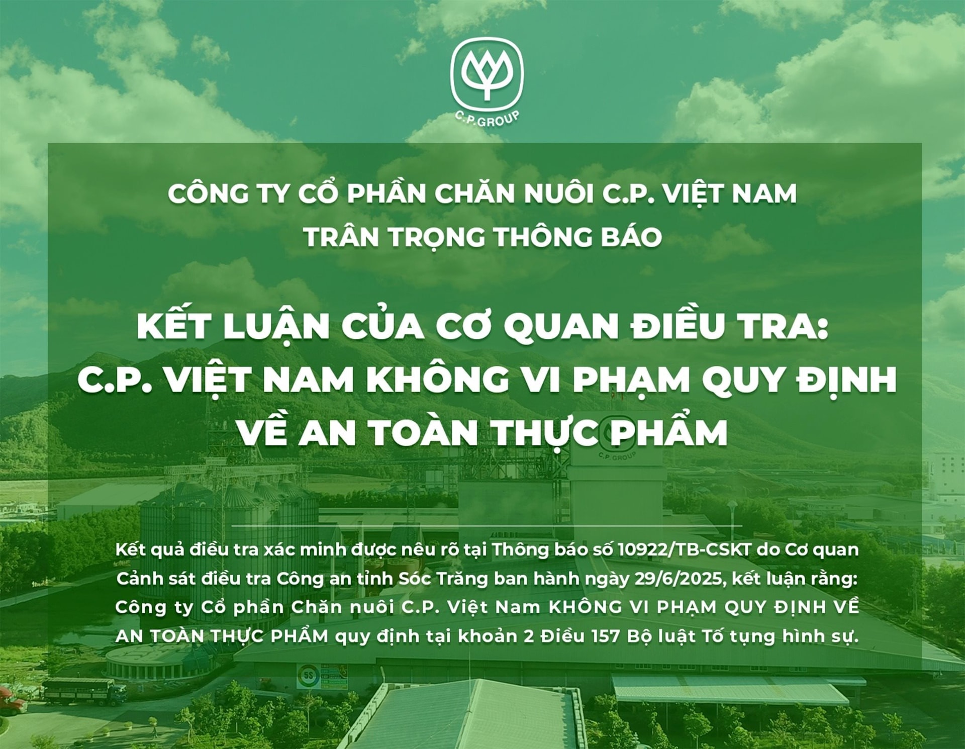 C.P. Việt Nam thông báo khẩn về kết quả cuộc điều tra an toàn thực phẩm tại Sóc Trăng: Không khởi tố vụ án hình sự - Ảnh 2.