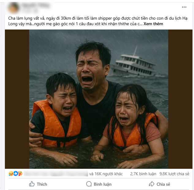 Phẫn nộ chiêu trò dùng AI bịa chuyện thương tâm, tạo ảnh giả mạo để câu tương tác từ vụ lật tàu ở Hạ Long - Ảnh 2. Phẫn nộ chiêu trò dùng AI bịa chuyện thương tâm, tạo ảnh giả mạo để câu tương tác từ vụ lật tàu ở Hạ Long - Ảnh 2.