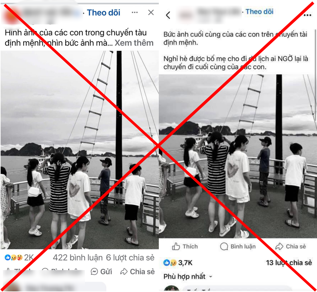 Phẫn nộ vì bức ảnh du lịch năm 2024 của các em nhỏ bị xuyên tạc thành "khoảnh khắc cuối cùng" trước vụ lật tàu ở Hạ Long - Ảnh 1. Phẫn nộ vì bức ảnh du lịch năm 2024 của các em nhỏ bị xuyên tạc thành "khoảnh khắc cuối cùng" trước vụ lật tàu ở Hạ Long - Ảnh 1.
