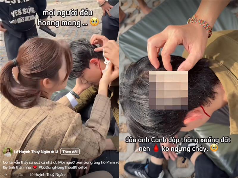 Thúy Ngân hốt hoảng khi Võ Cảnh chảy máu đầu- Ảnh 1. Thúy Ngân hốt hoảng khi Võ Cảnh chảy máu đầu- Ảnh 1.