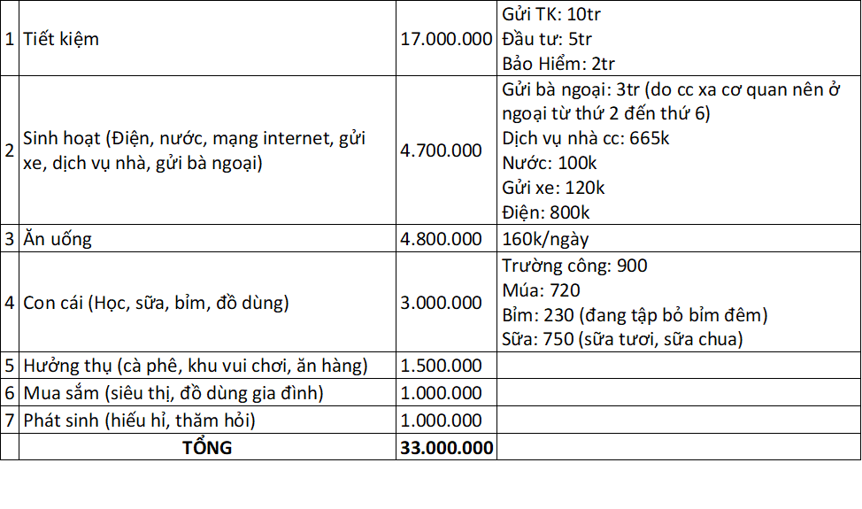 Bảng chi tiêu “khó chê” của cặp vợ chồng ở TP.HCM - Ảnh 1.