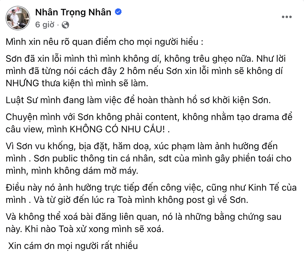 Phản hồi của chủ tiệm bánh bò về tin diễn viên Trọng Nhân sẽ khởi kiện mình - Ảnh 1. Phản hồi của chủ tiệm bánh bò về tin diễn viên Trọng Nhân sẽ khởi kiện mình - Ảnh 1.