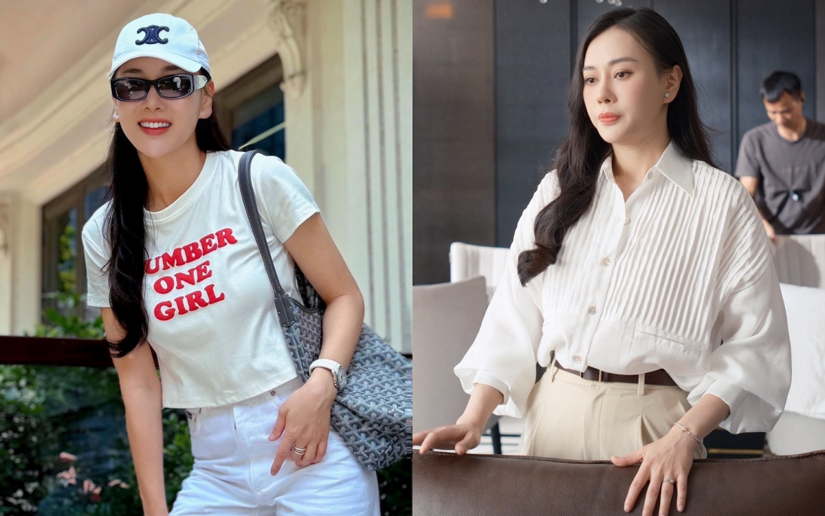Phương Oanh "hack tuổi" với áo giống Rosé, mang phụ kiện cả tỷ đồng dạo phố - Ảnh 1. Phương Oanh "hack tuổi" với áo giống Rosé, mang phụ kiện cả tỷ đồng dạo phố - Ảnh 1.