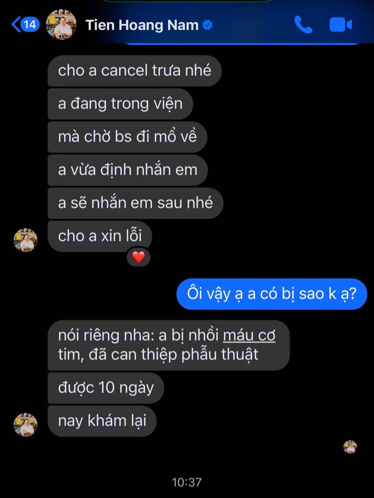 Tin nhắn từ bệnh viện của ông Hoàng Nam Tiến trong buổi sáng trước khi qua đời - Ảnh 2. Tin nhắn từ bệnh viện của ông Hoàng Nam Tiến trong buổi sáng trước khi qua đời - Ảnh 2.