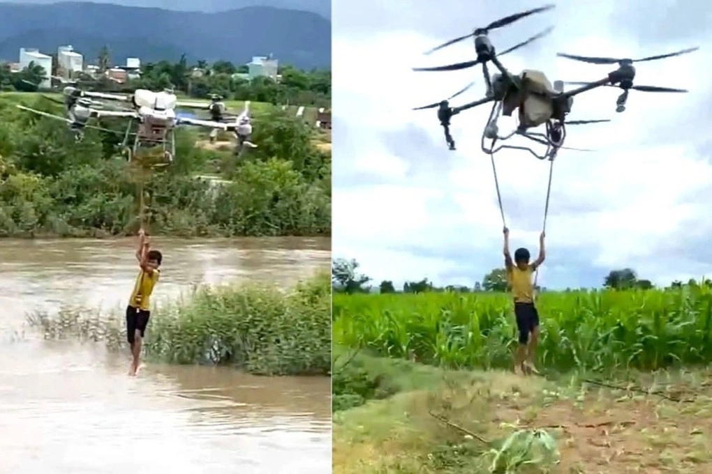 Dùng drone phun thuốc trừ sâu cứu 2 em nhỏ giữa dòng lũ dữ ở Gia Lai: Người "anh hùng" nông dân nói gì? - Ảnh 2. Dùng drone phun thuốc trừ sâu cứu 2 em nhỏ giữa dòng lũ dữ ở Gia Lai: Người "anh hùng" nông dân nói gì? - Ảnh 2.