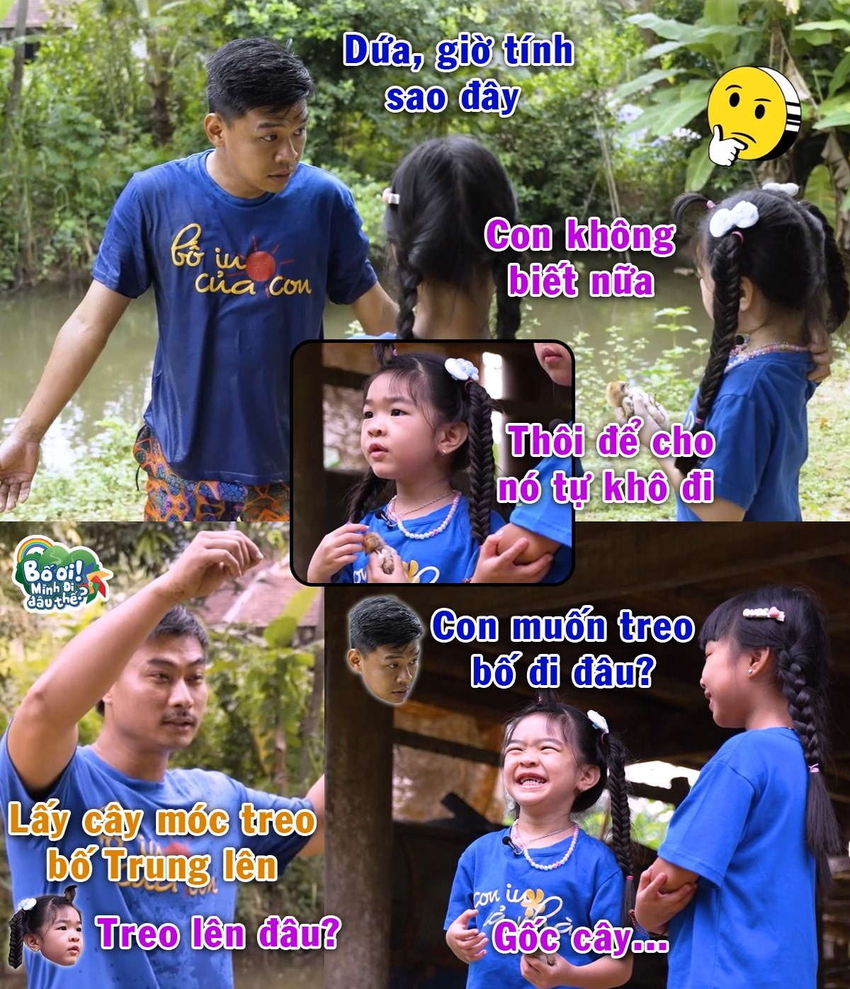 Bố ơi, mình đi đâu thế? tập 13: Con trai Duy Hưng vượt qua sợ hãi, con gái Trung Ruồi đòi 'treo bố lên gốc cây'- Ảnh 12. Bố ơi, mình đi đâu thế? tập 13: Con trai Duy Hưng vượt qua sợ hãi, con gái Trung Ruồi đòi 'treo bố lên gốc cây'- Ảnh 12.