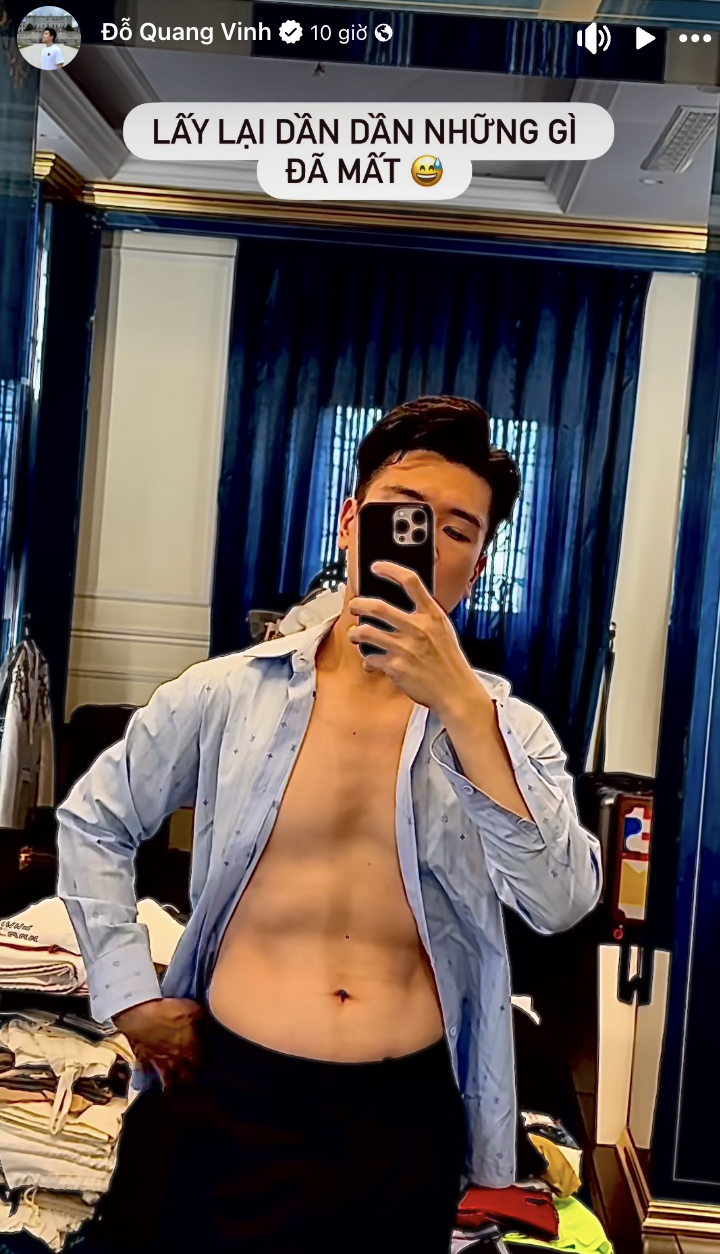 &quot;Bố đơn thân nghìn tỷ&quot; nhà bầu Hiển khoe body 6 múi cực phẩm, vibe khác hẳn lúc chăm con - Ảnh 1.