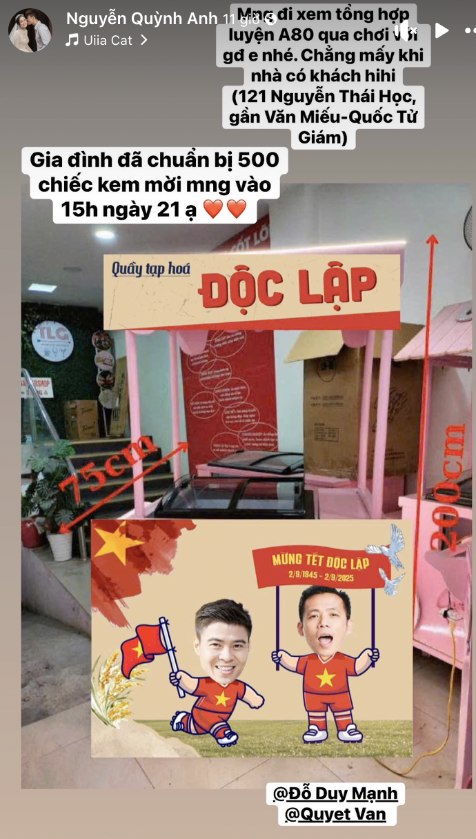 Vợ chồng Duy Mạnh trang hoàng nhà mặt phố để mời bà con đi xem tổng hợp luyện A80 ghé thăm, tặng 500 chiếc kem!- Ảnh 1. Vợ chồng Duy Mạnh trang hoàng nhà mặt phố để mời bà con đi xem tổng hợp luyện A80 ghé thăm, tặng 500 chiếc kem!- Ảnh 1.