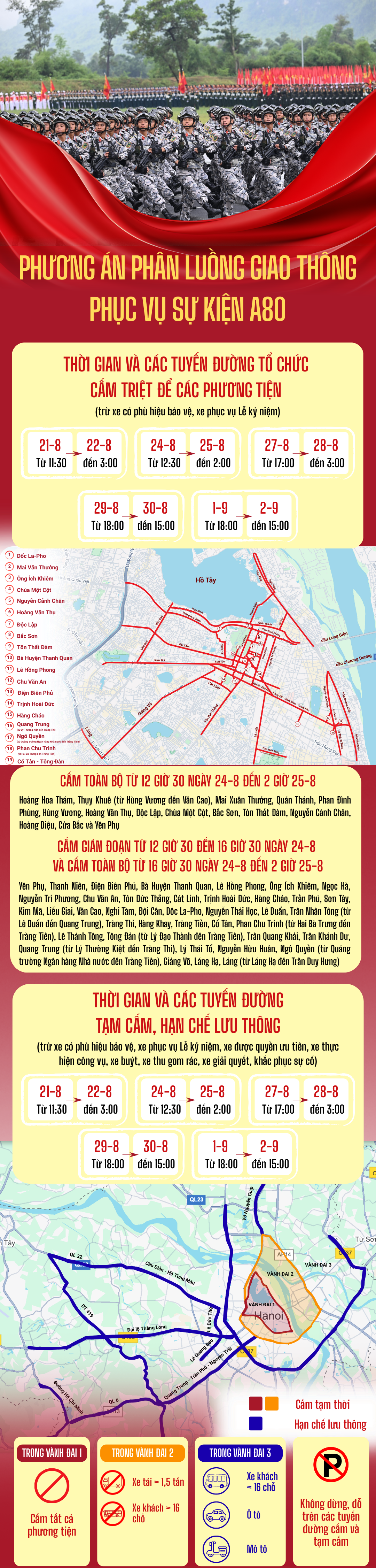 Lịch cấm đường 24/8: Từ 12 giờ 30 trưa nay - Ảnh 1.