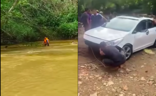 Nữ t&agrave;i xế lao xe xuống suối khiến 3 người bị thương: Camera nh&agrave; d&acirc;n ghi lại khoảnh khắc trước tai nạn - Ảnh 1.