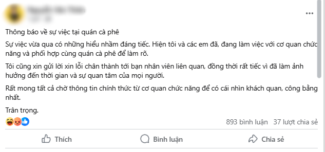 &quot;Tổng tài&quot; ra hiệu lệnh đánh nhân viên quán cà phê ở Hà Nội xin lỗi! - Ảnh 1.