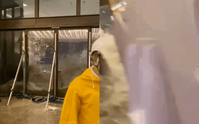 39 giây kinh hoàng: Siêu bão Ragasa &quot;xé toạc&quot; khách sạn hạng sang ở Hong Kong (Trung Quốc), cuốn phăng người đàn ông ngay trong sảnh- Ảnh 1.