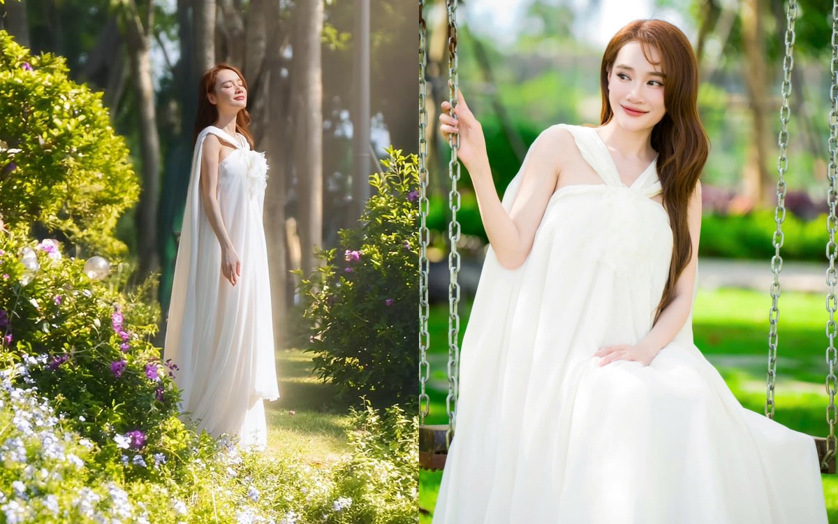 Xuất hiện sau tin bầu bí, Nhã Phương gây &quot;sốt&quot; với váy trắng cổ yếm tinh khôi- Ảnh 3.