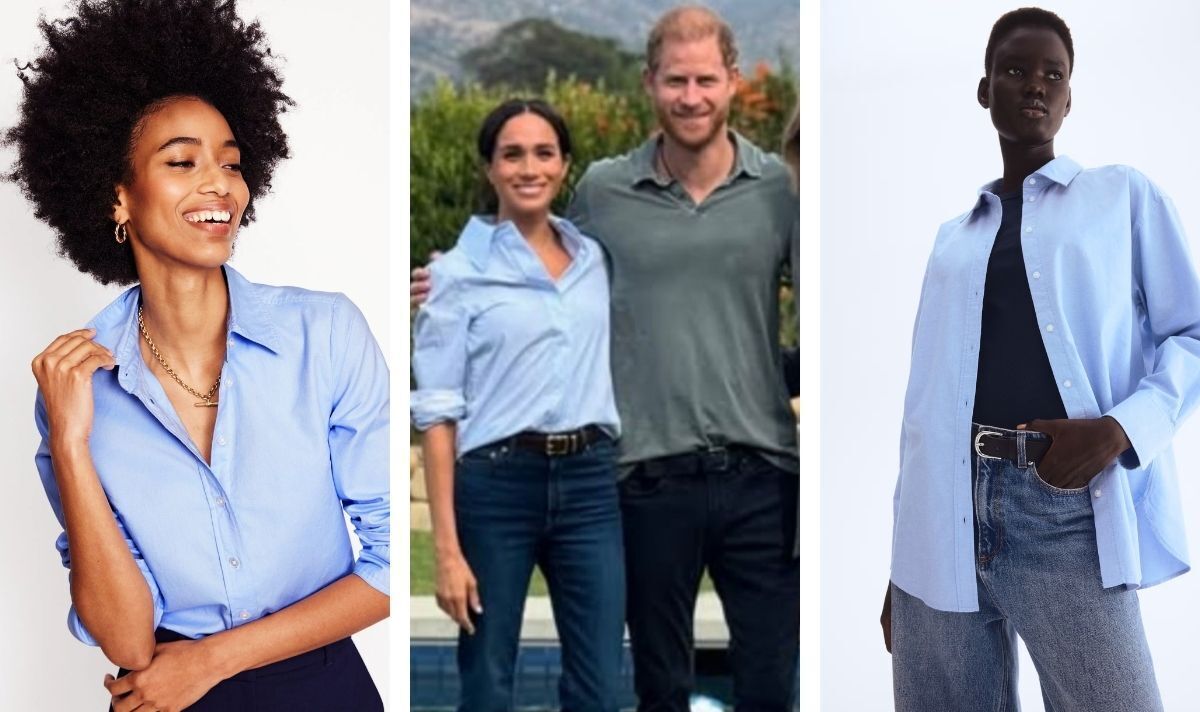 Tủ đồ Meghan Markle mách nước: Sơ mi xanh cổ điển giúp phụ nữ trung niên trẻ ra cả chục tuổi- Ảnh 1. Tủ đồ Meghan Markle mách nước: Sơ mi xanh cổ điển giúp phụ nữ trung niên trẻ ra cả chục tuổi- Ảnh 1.