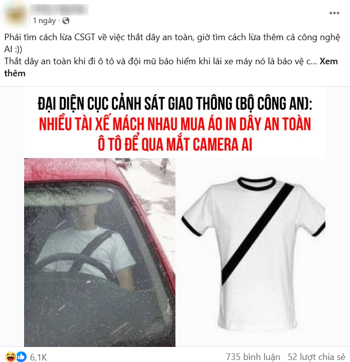 Mặc áo in hình dây an toàn để 