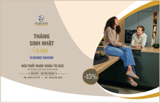 Tháng sinh nhật Eleganz Furniture – Ưu đãi 15% đặc biệt nhân kỷ niệm 15 năm Eleganz Saigon- Ảnh 1. Tháng sinh nhật Eleganz Furniture – Ưu đãi 15% đặc biệt nhân kỷ niệm 15 năm Eleganz Saigon- Ảnh 1.