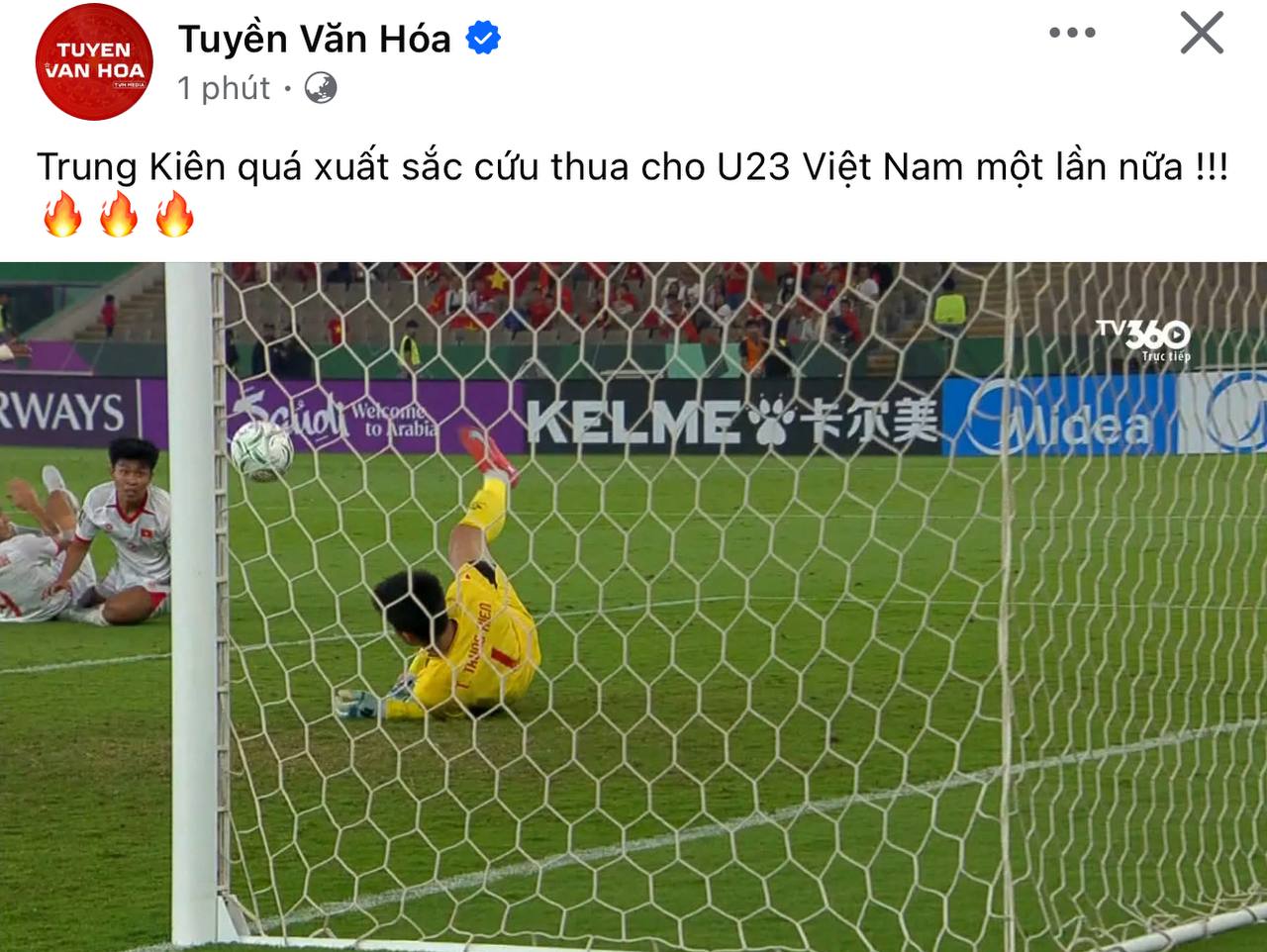 Thủ m&ocirc;n điển trai 1m90 Trần Trung Ki&ecirc;n khiến cả c&otilde;i mạng gọi t&ecirc;n v&igrave; cứu thua xuất sắc cho U23 Việt Nam - Ảnh 4.