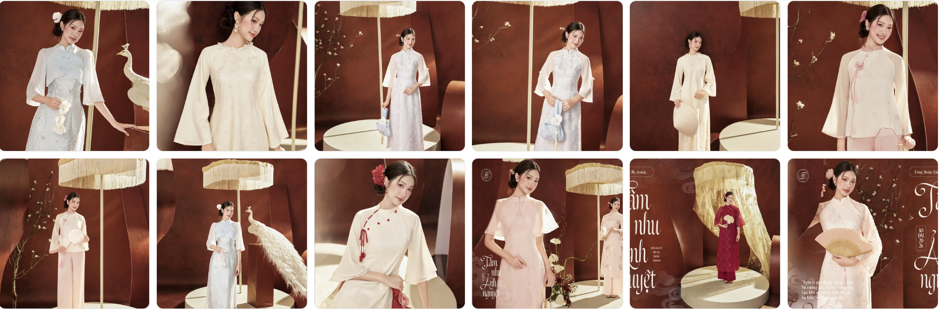 Do&atilde;n Hải My chụp tới 25 bộ &aacute;o d&agrave;i tết, xinh đẹp nết na nhưng vẫn bị netizen ch&ecirc; 